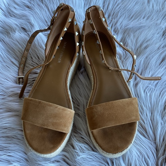 Marc Fisher Jazlyn Espadrille Strappy Studded Wrap Wedge Heel Sandals 8 - Picture 5 of 10